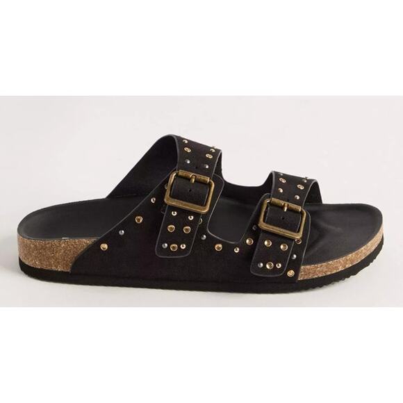 Sandals Black Studded Embellished Footbed Slides Womens size 10(WW) Torrid Goth - Picture 1 of 16